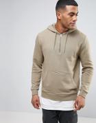 Asos Hoodie With Half Zip - Beige