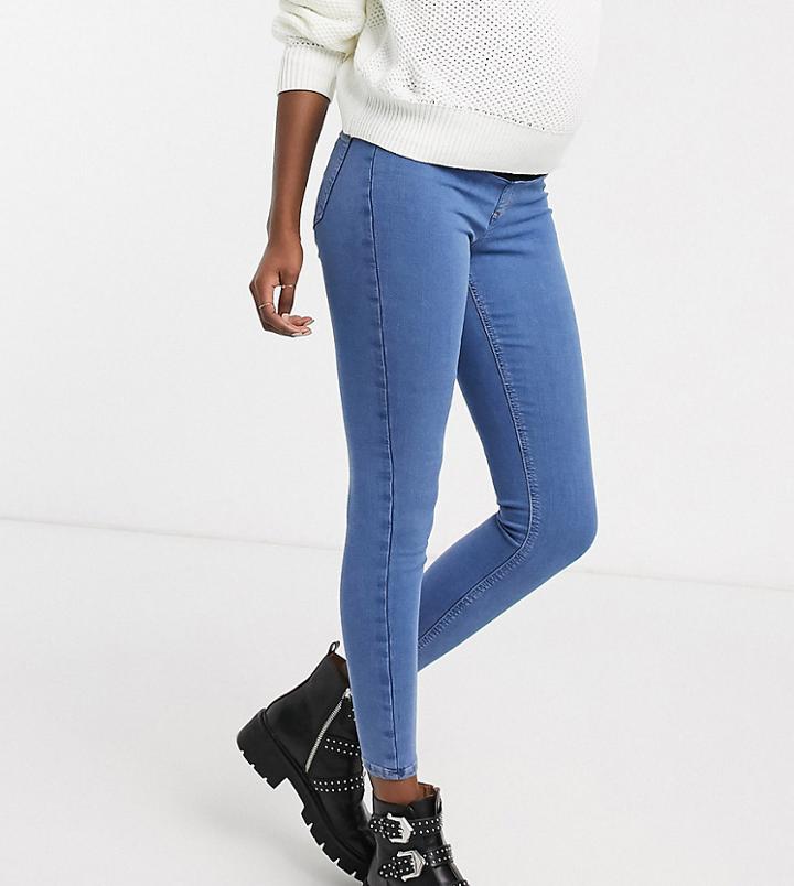 Topshop Maternity Joni Overbump Skinny Jeans In Bleach Wash-black