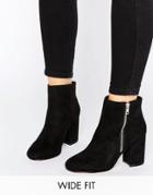 Asos Regan Wide Fit Kitten Heel Ankle Boots - Black