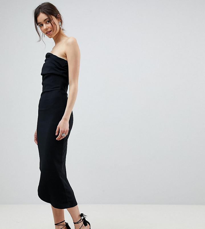 City Goddess Tall One Shoulder Dress With Asymetric Hem - Black