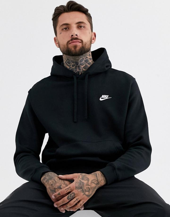 Nike Pullover Hoodie With Swoosh Logo In Black 804346-010