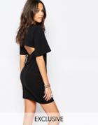 Noisy May Open Back Lace Dress With Cord Rope - Black