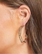Asos Design Hoop Earrings With Chain Design In Gold Tone