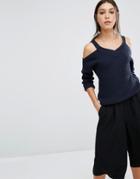 Vero Moda Cold Shoulder Knitted Sweater - Black