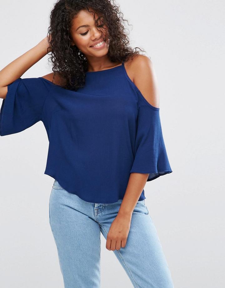 Brave Soul Cold Shoulder Top - Navy