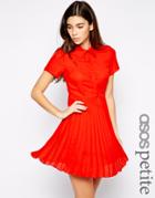 Asos Petite Exclusive Shirt Dress With Pleated Skirt - Black $44.00