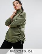 Pink Clove High Neck Sweatshirt With Ruched Sides - Green