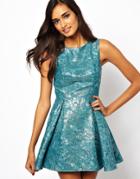 Paradis London Jacquard Skater Dress - Green