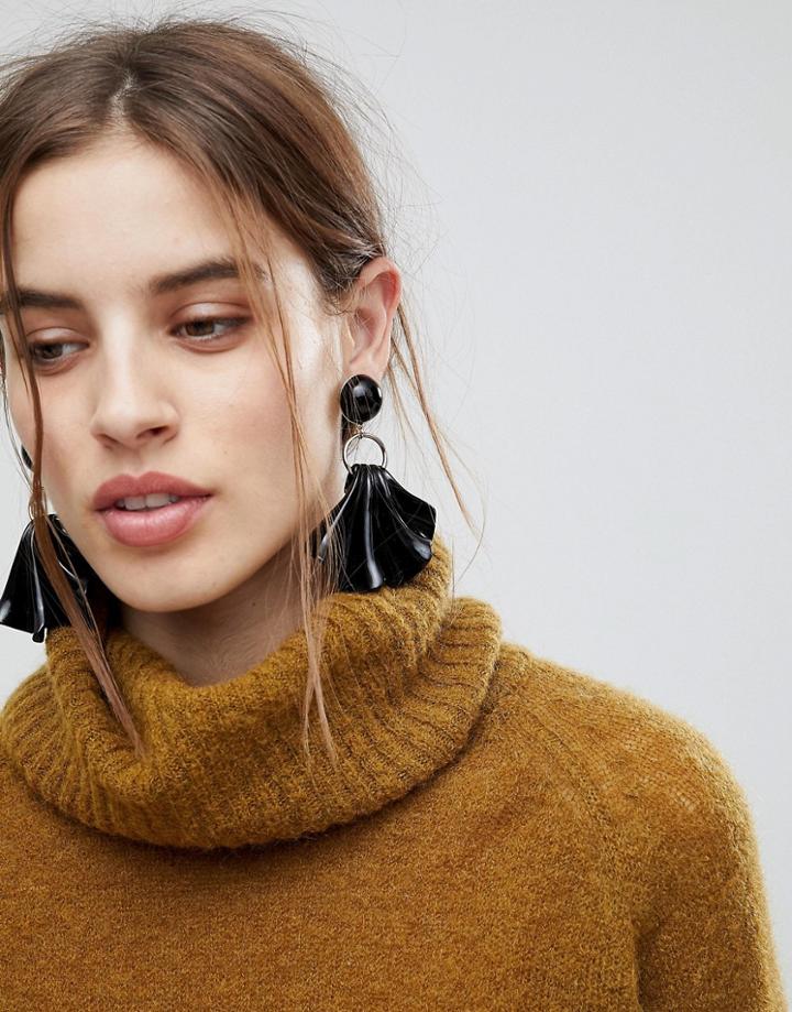 Asos Statement Folded Resin Drop Earrings - Gold
