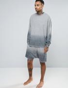 Asos Dip Dye Drop Crotch Shorts In Towelling - Gray