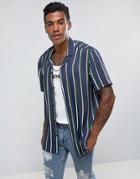 Jaded London Shirt In Stripe Reg Fit - Green