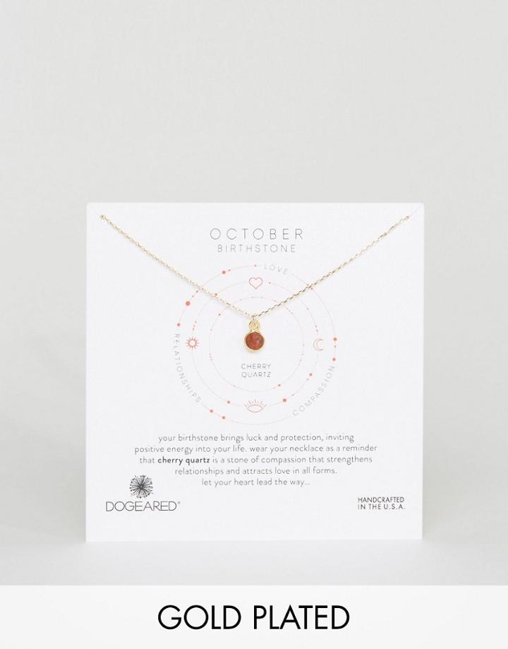 Dogeared Cherry Quartz October Birthstone Necklace - Gold