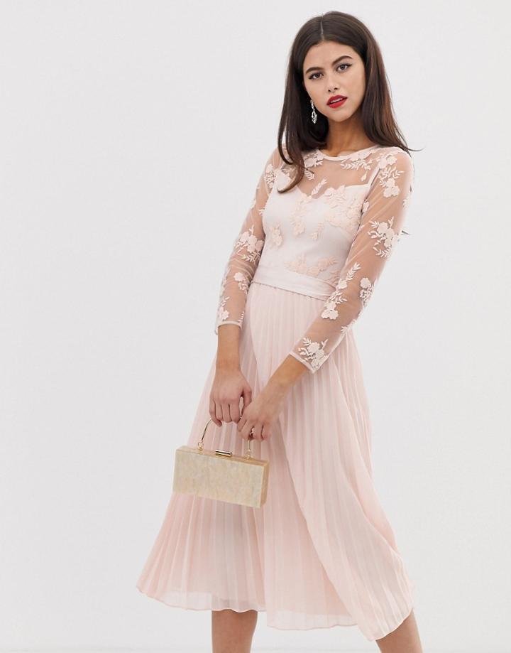 Coast Odetta Embroidered Midi Dress - Pink