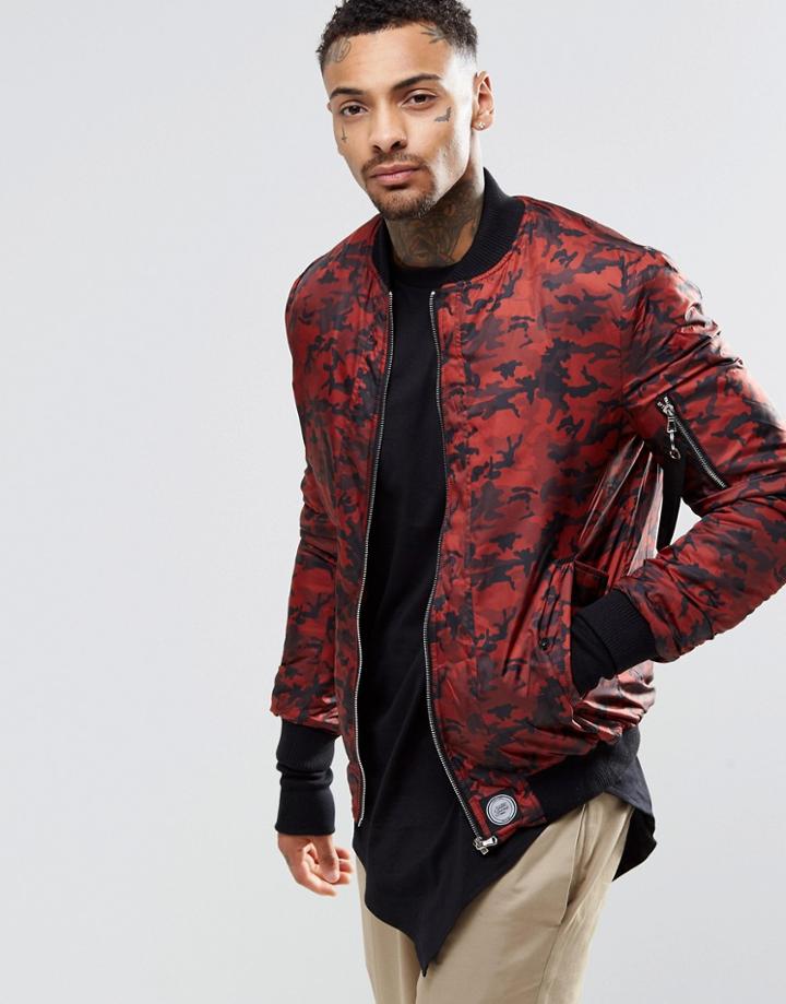 Sixth June Camo Bomber Jacket - Red