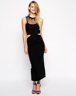 Pippa Lynn Cut Out Body-conscious Dress With Mesh Detail - Black