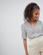 Nobody's Child Button Front Tea Blouse In Star Print - White