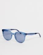 Tommy Hilfiger Cat Eye Sunglasses In Blue Tinted Frame