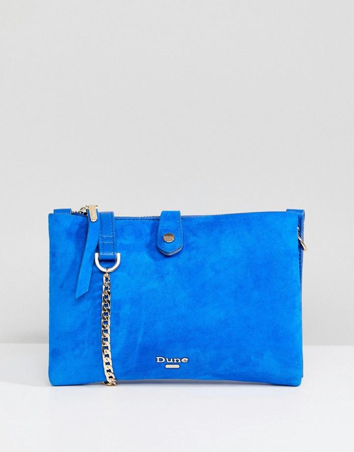 Dune Cross Body Bag In Bright Blue Suede - Blue