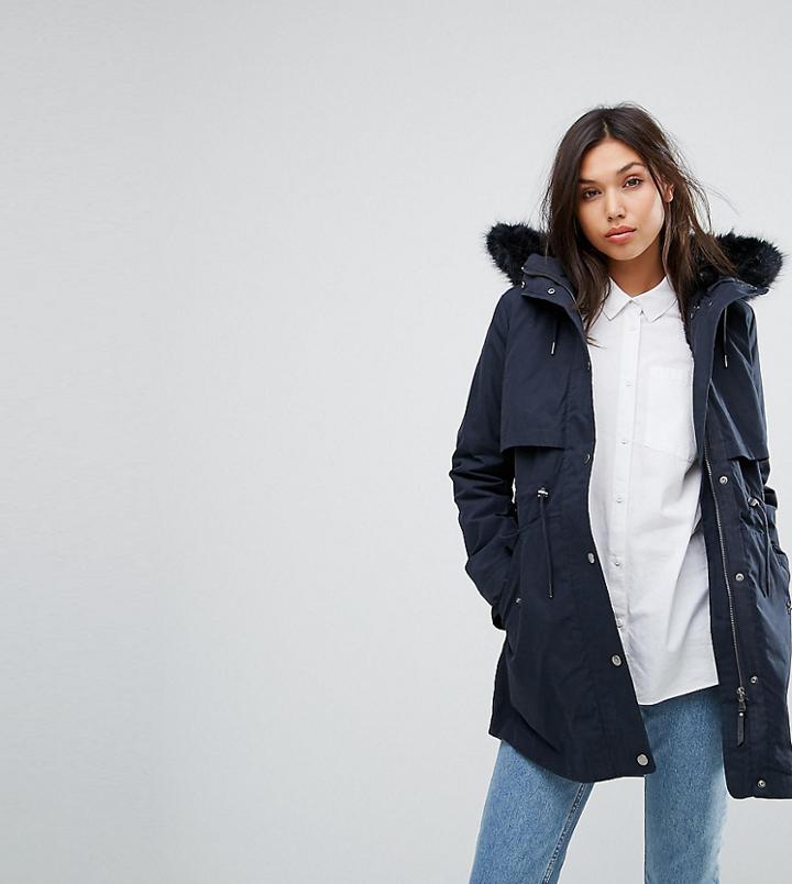 Parka London Classic Parka With Faux Fur Lined Hood Exclusive - Navy