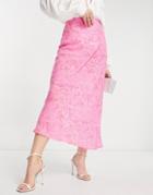 Whistles Bias Cut Midi Skirt In Pink Baroque Floral Print-green