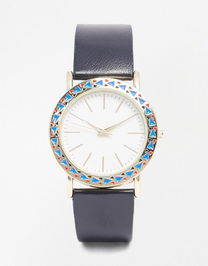 Asos Geo Cut Out Case Watch - Navy