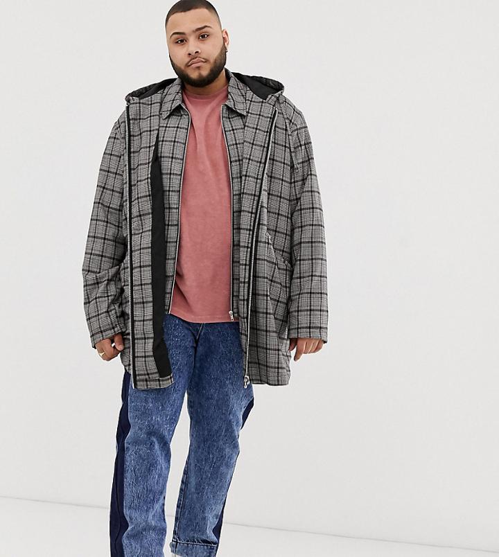 Asos Design Plus Two-piece Parka Jacket In Gray Check