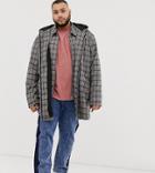 Asos Design Plus Two-piece Parka Jacket In Gray Check