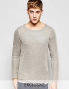 Brooklyn Supply Co Crew Sweater Waffle Loose Knit - Gray