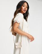 Truffle Collection Micro Mini Croc Belt Bag With Chain In Beige-brown