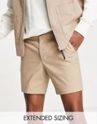 Asos Design Slim Chino Shorts In Beige-neutral
