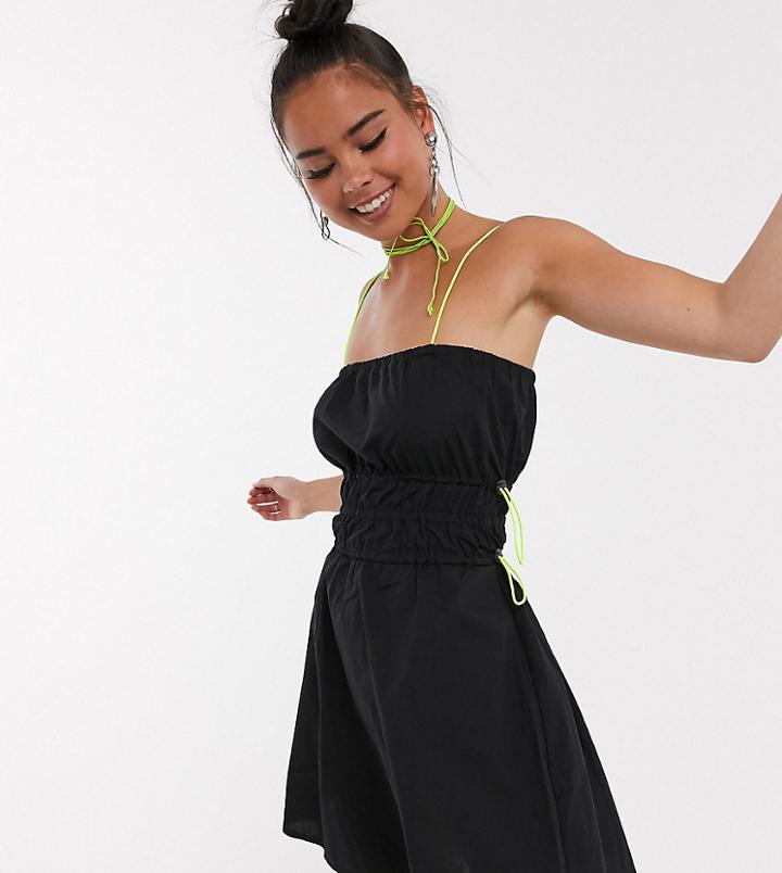 Collusion Toggle Side Mini Dress-black
