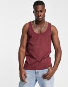 Asos Design Tank Top In Burgundy-red