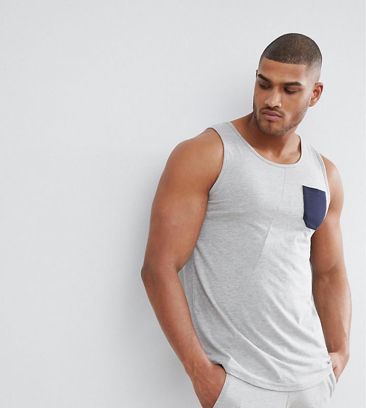 Le Breve Tall Contrast Pocket Tank - Gray