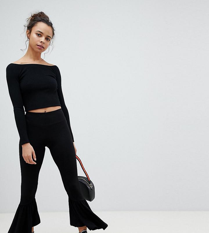 Asos Petite Leggings With Fluted Flare Hem - Black
