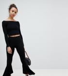 Asos Petite Leggings With Fluted Flare Hem - Black
