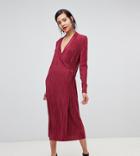 Y.a.s Tall Wrap Pleated Dress - Red