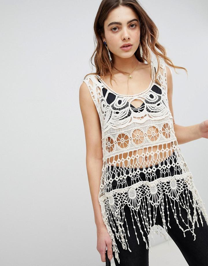 Brave Soul Crochet Tank - Cream