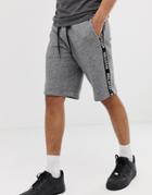 Hollister Side Tape Print Logo Sweat Shorts In Gray Marl