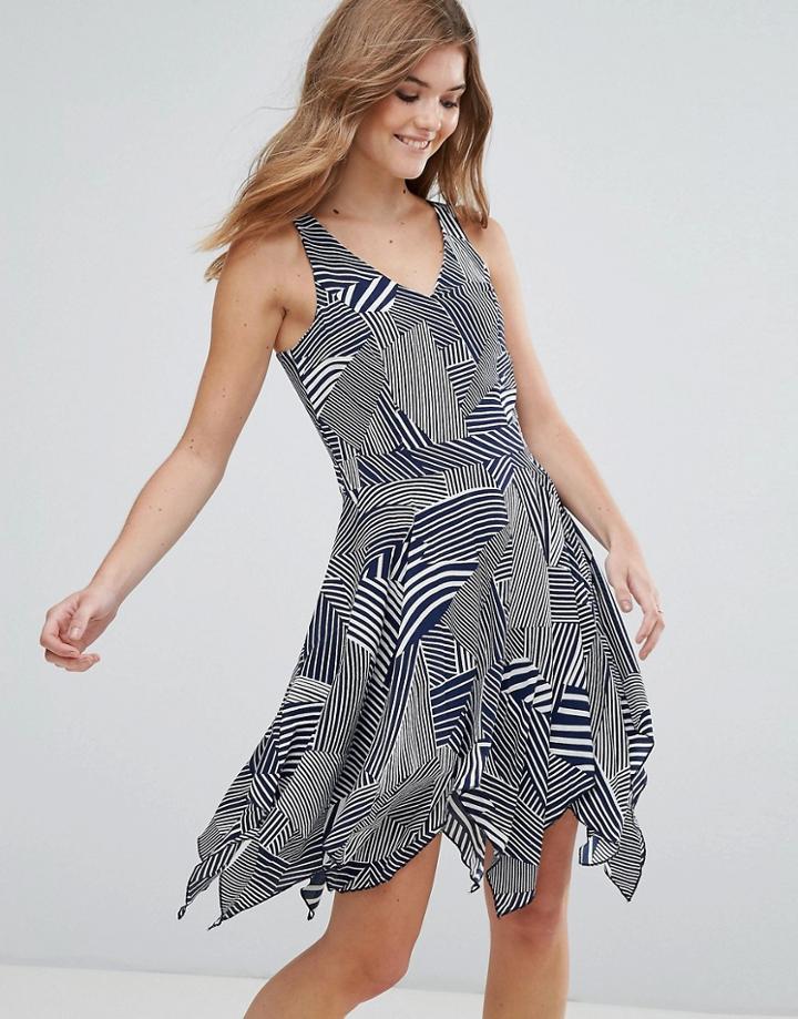 Lavand Printed Skater Dress - Navy
