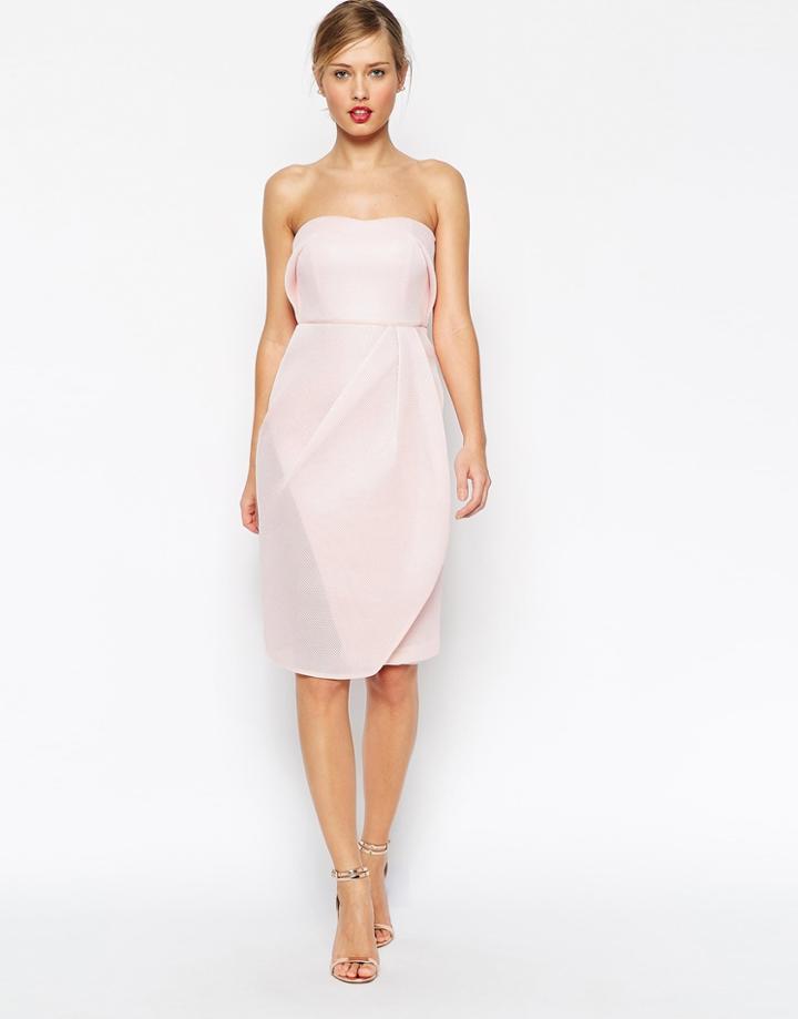 Asos Mesh Bandeau Midi Body-conscious Dress - Navy