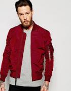 Alpha Industries Ma1 Bomber Jacket Slim Fit In Burgundy - Burgundy