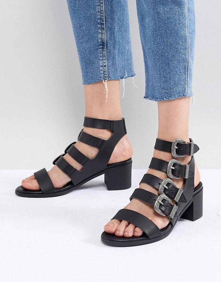 Miss Selfridge Multi Buckle Heeled Sandals - Black