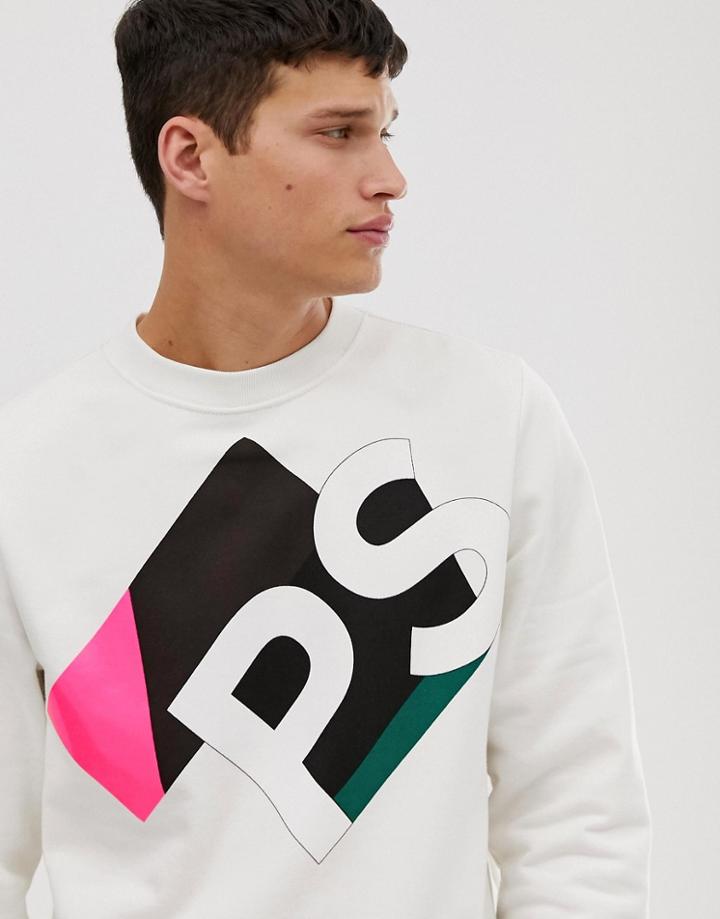 Ps Paul Smith Bold Logo Crew Neck Sweat In White