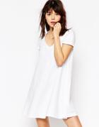 Asos V Neck Swing T-shirt Dress - White