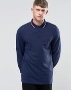 Fred Perry Polo Shirt With Long Sleeves In Carbon Blue - Blue