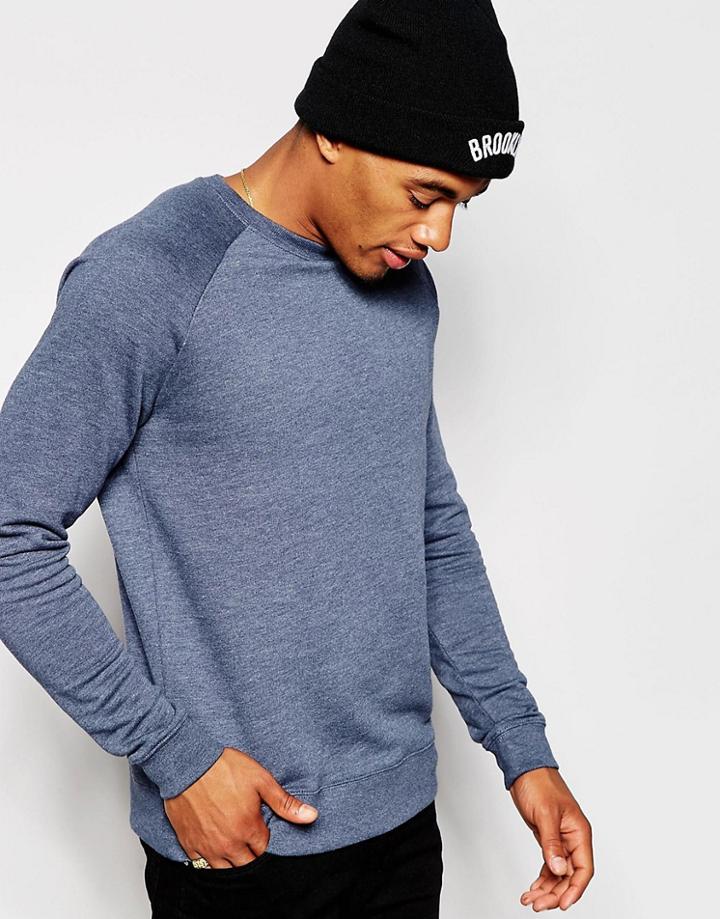 Asos Sweatshirt With Raglan Sleeves - Navy