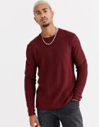 Only & Sons Crew Neck Knitted Sweater In Dark Red