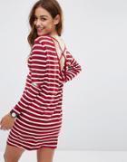 Asos Cowl Back Dress In Stripe With Strap Back - Multi