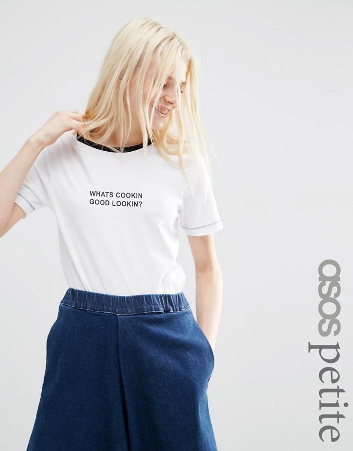 Asos Petite T-shirt With Cookin Good Lookin Print - Gray Marl
