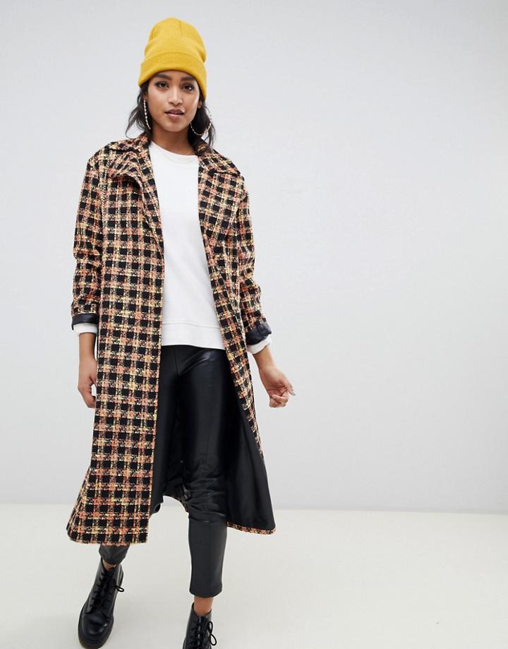 Asos Design Boucle Coat - Multi